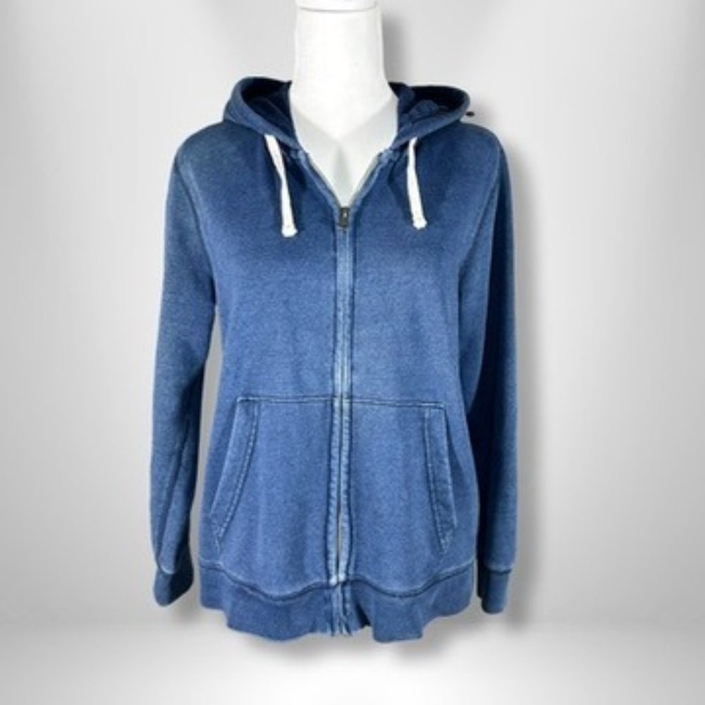 Lands' End Serious Sweats Blue Zippered Hoodie M/P